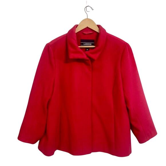 LAND'S END Petite Polyester Lined Hidden Button Coat Pea Coat Jacket | 16P - Picture 1 of 9